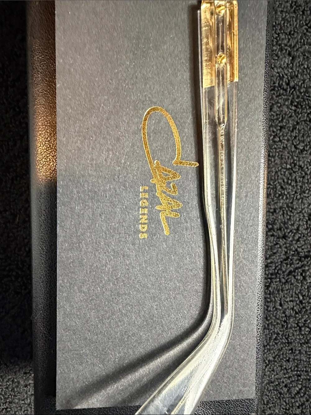 Cazal Clear Translucent Square Sunglasses with Gold Accents and Gradient Lenses